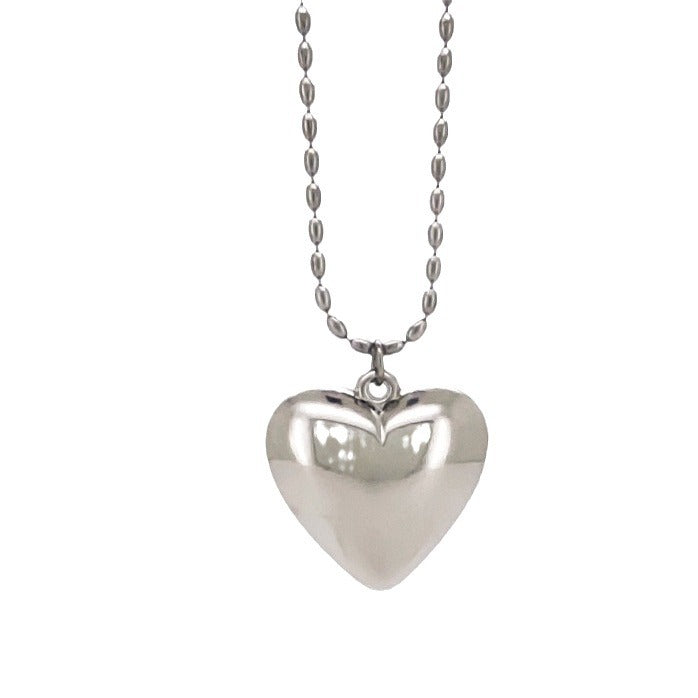 Wholesale Love necklace, silver long peach heart chain, high-end layering