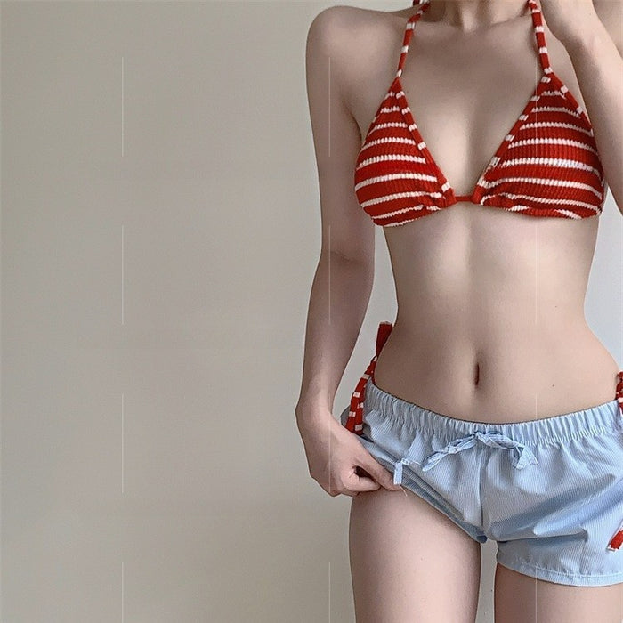 Wholesale Striped swimsuit hot spring split sexy vacation bikini