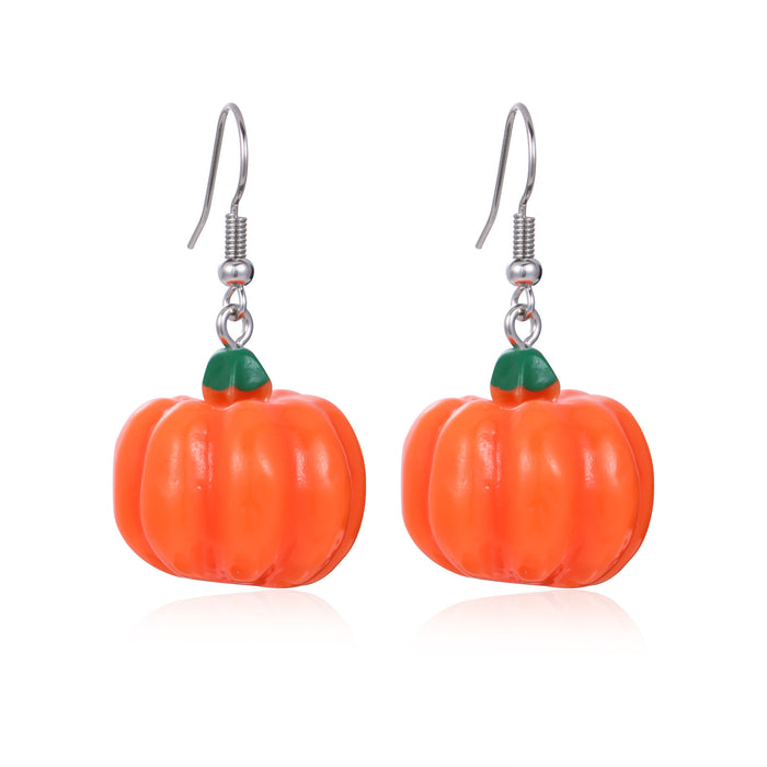 Wholesale 3pcs Halloween Series Skull Pumpkin Zinc Alloy Diamond Earrings JDC-ES-BinL010