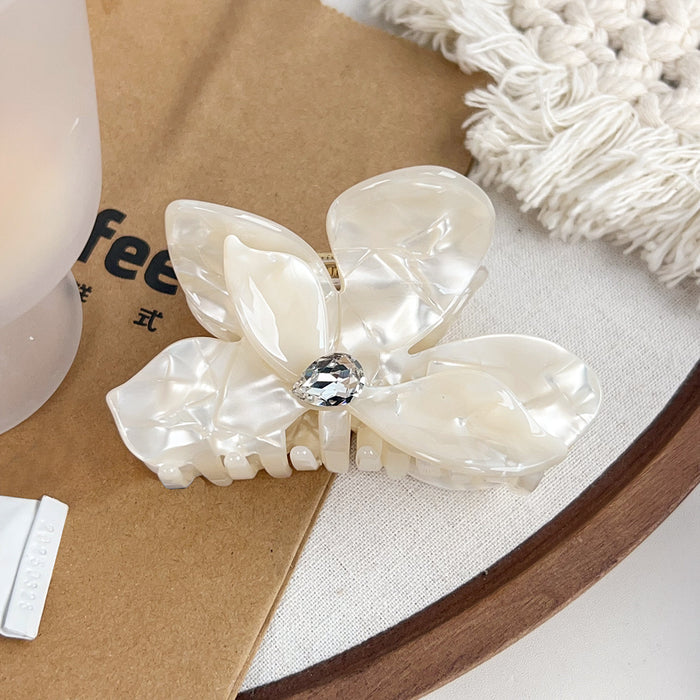 Wholesale Flower Acetate Hair Claw Clip with Rhinestones - Stylish Fashion Accessory