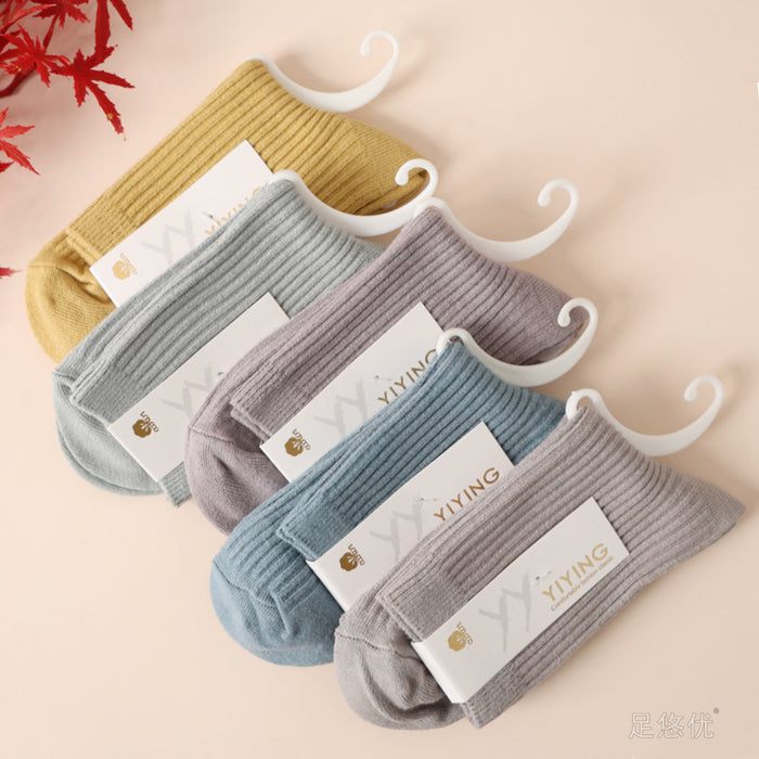 Wholesale Socks made of pure cotton, versatile in the middle tube, double needle long socks, thick socks, simple and solid color