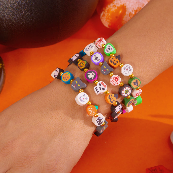 Wholesale  Pumpkin Ghost Cat Pumpkin Skull Contrasting Color Soft y Bracelet
