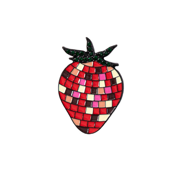 Wholesale Cute Bee Butterfly Metal Brooch Strawberry Badge Clothing Decoration Accessories Bag Badge