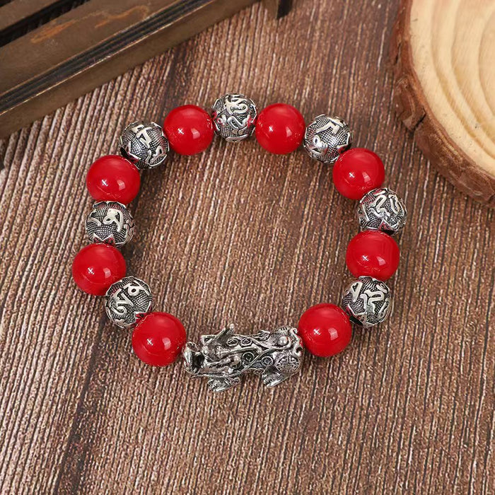 Wholesale Buddha bead bracelet for men, obsidian for wealth, silver jewelry, vintage gift