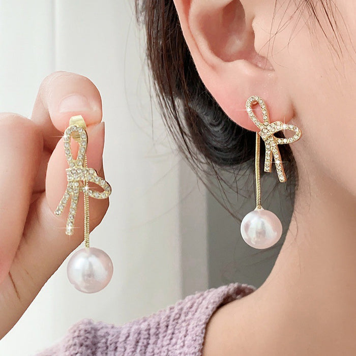 Wholesale Silver Needle Earrings, New Butterfly Knot Pearl Earrings, Design Sense, Advanced Earnail Earrings, Jewelry