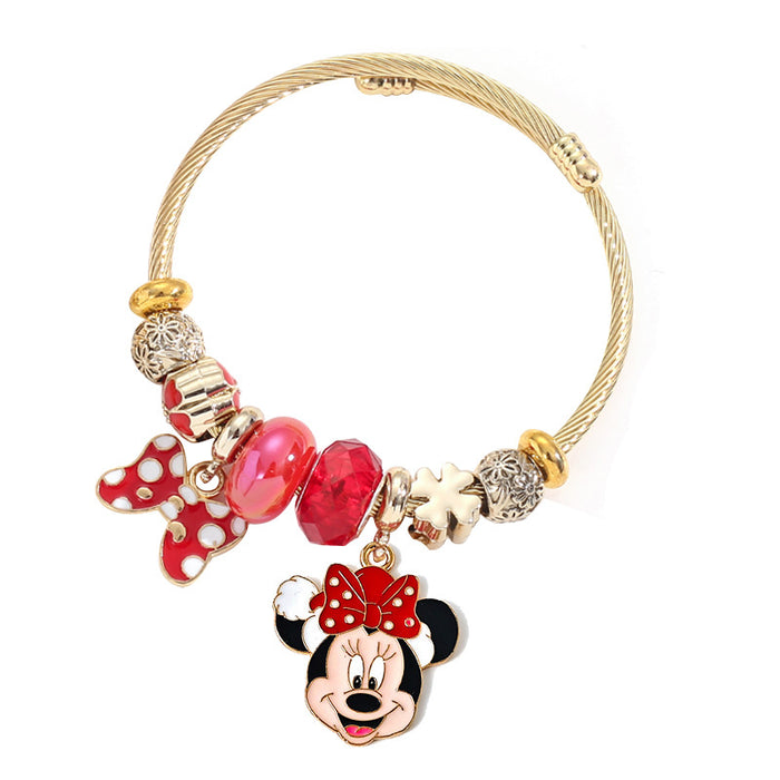 Wholesale Stainless Steel Cartoon Pendant Couple Bracelet Adjustable Open Design Boutique Resale Jewelry