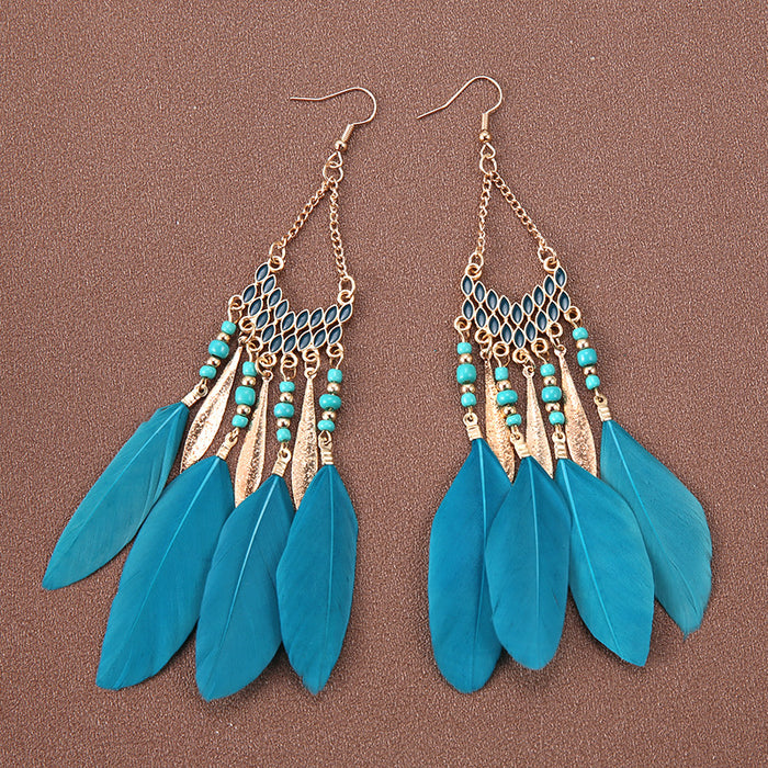 Wholesale Alloy Bohemian Feather Earrings JDC-ES-Gumi010