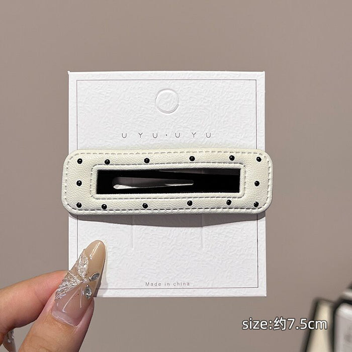 Wholesale Black and White Polka Dot Leather Snap Clips for Kids ( Spring/ Summer)
