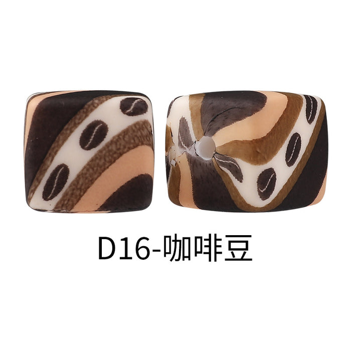 Wholesale Random 100pcs Watermark cube silicone beads jewelry beaded bracelet accessories square printed silicone beads