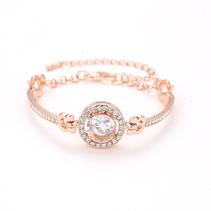 Wholesale Fashion Full Diamond Gem Bracelet Women's Simple Eight Arrows Heart-piercing Zircon Bracelet Jewelry