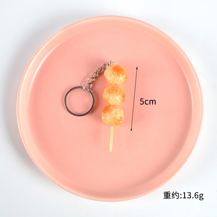 Wholesale PVC BBQ Skewers Food Toy Keychain Simulated Meat And Quail Egg Pendant Boutique Resale Accessory MOQ≥5