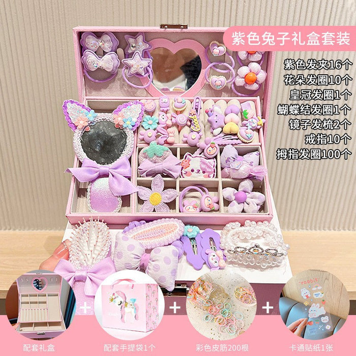 Wholesale Children' s New Headwear Girl Birthday Gift Jewelry Box Princess Girl Hair Accessories Set Gift Box Baby Hair Clip