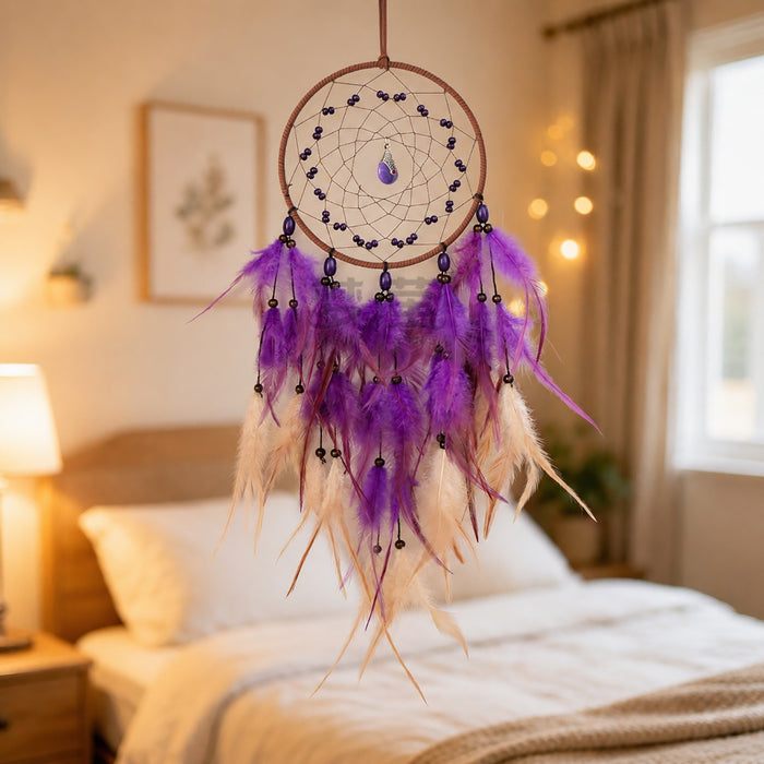 Wholesale Feather Dream Catcher Turquoise Black Wall Hanging Decorative MOQ≥2