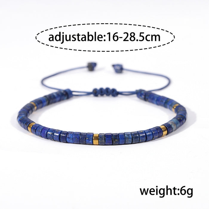 Wholesale Natural Stone Spacer Bead Braided Bracelet European and American Hot Selling Hand-Woven Lapis Lazuli Bracelet