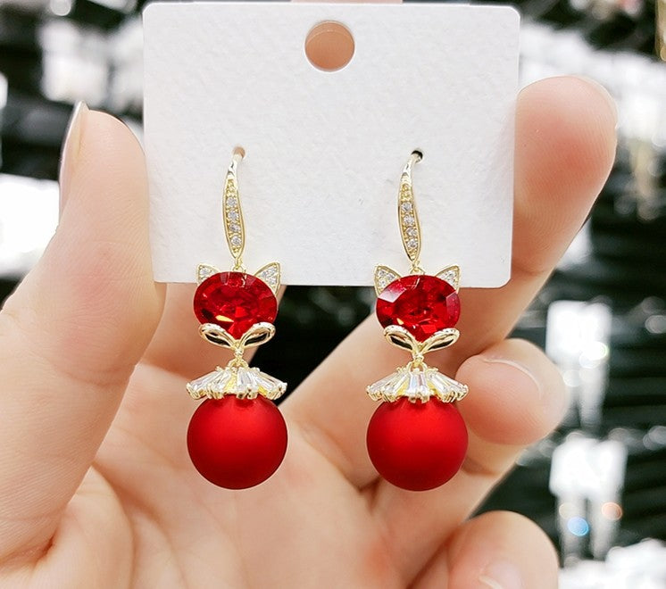 Wholesale   long earrings for women  red Agate Pearl earrings earrings