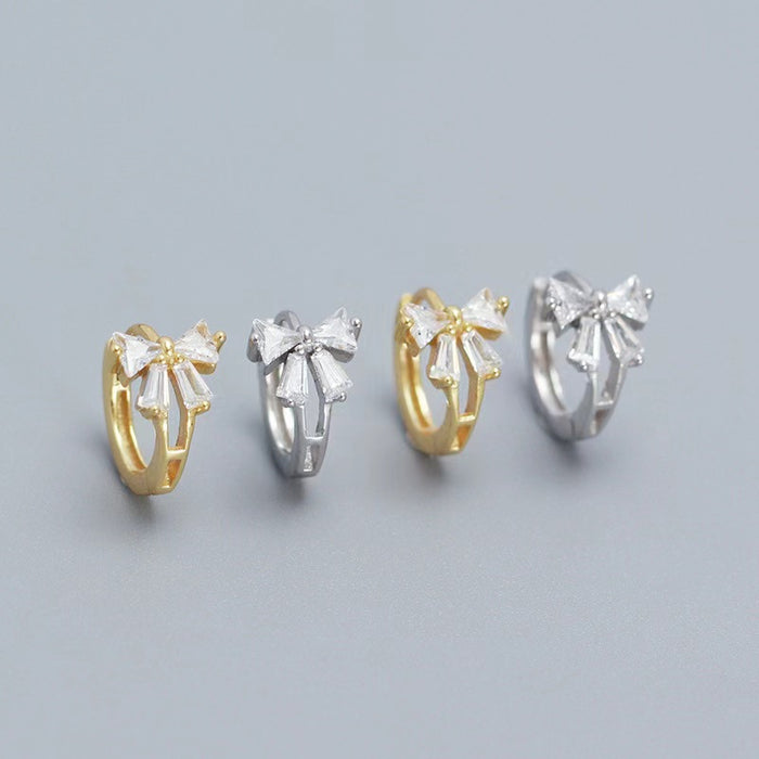 Wholesale Silver Needle Bow Ear Buckle New Round Earrings
