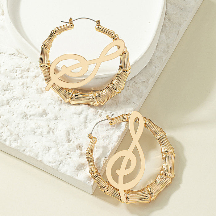 Wholesale Earrings Alloy Bamboo Geometric Letters MOQ≥2 JDC-ES-OuZ004