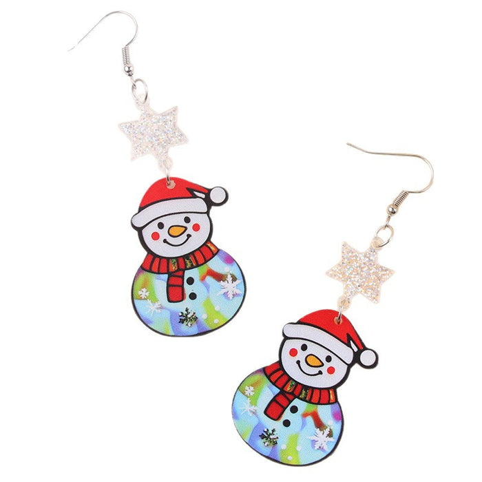 Wholesale Christmas Earrings Cartoon Contrasting Color Snowman Bell Acrylic Earrings Personalized Earrings Earrings
