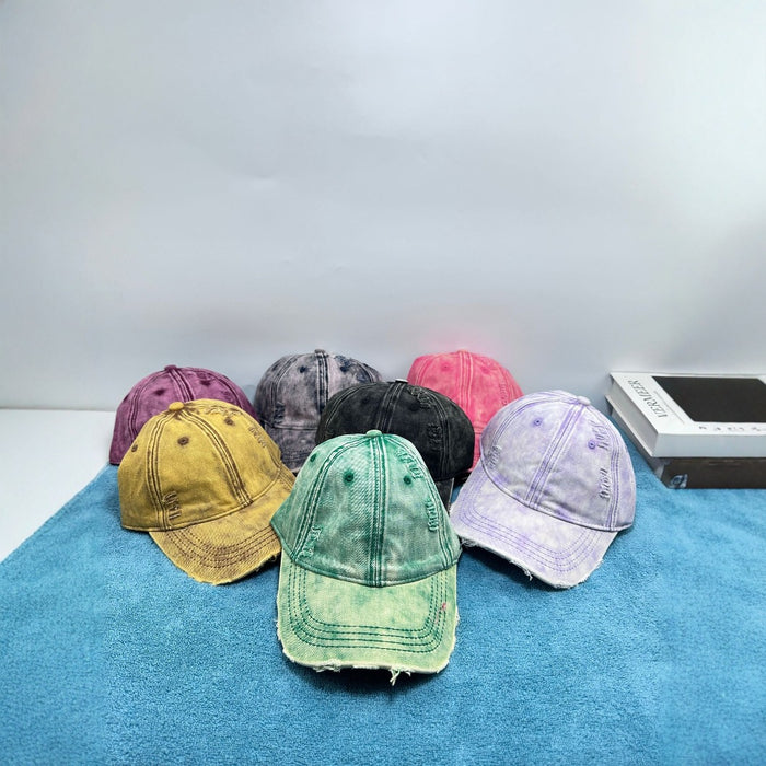 Wholesale Fashionable retro vintage washed hole soft top baseball cap, outdoor sun protection and shading duckbill cap