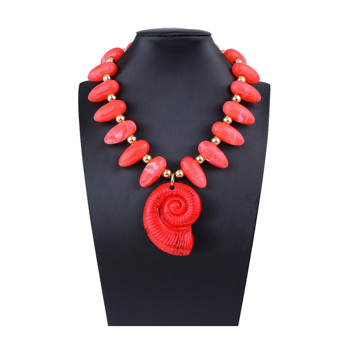 Wholesale Multi-Color Optional Beaded Large Conch Pendant Necklace Light Luxury Versatile Women