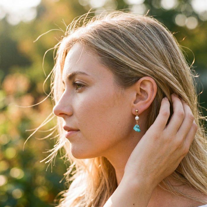Wholesale Turquoise Geometric Hoops Trendy Design Earrings