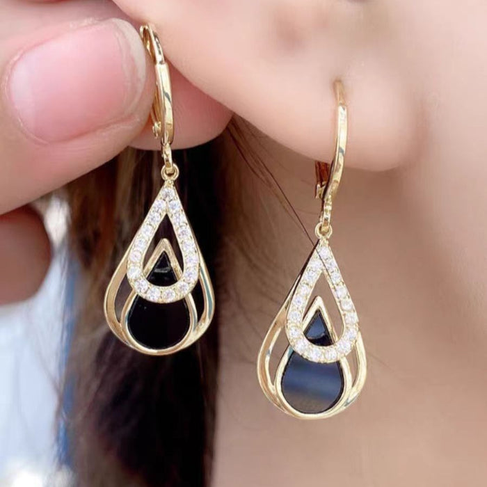 Wholesale  Earrings  Double Layer Water Drop Hollow Earrings