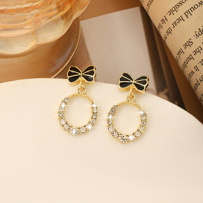 Wholesale 925 silver needle diamond stud earrings bow earrings for women