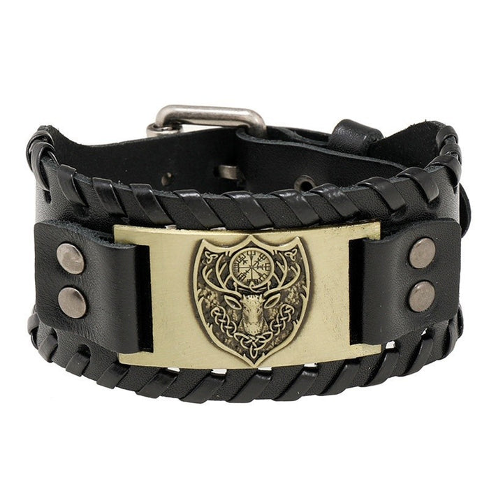 Wholesale Multi-layer Leather Wolf Head Men's Bracelet JDC-BT-FengH002