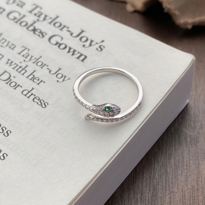 Wholesale Pure silver ring, niche personality, diamond inlaid open ring, high-end feel, index finger ring