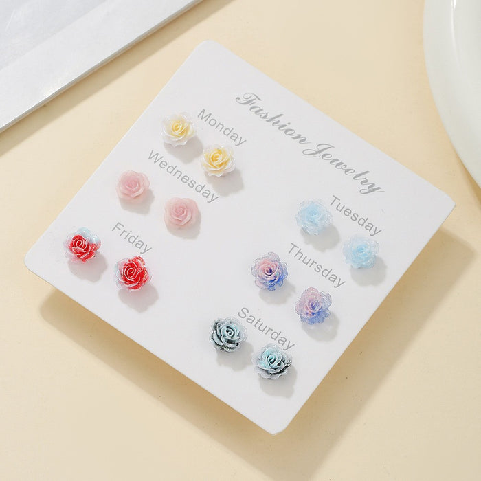 Wholesale 6Pcs Fruit Earring Set Strawberry Dopamine Earrings Alloy Drip Oil Fashion Accessory For Party Gift