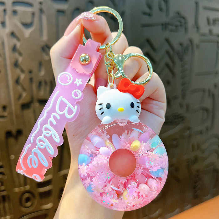 Wholesale Liquid Sand Swimming Ring Car Keychain Pendant
