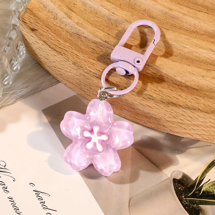 Wholesale Flower Resin Keychain Colorful Translucent Pendant Bag Charm Friend Gift