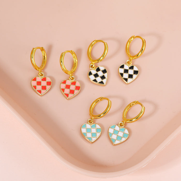 Wholesale   box pattern earrings personalized Joker geometric drop oil earrings spot