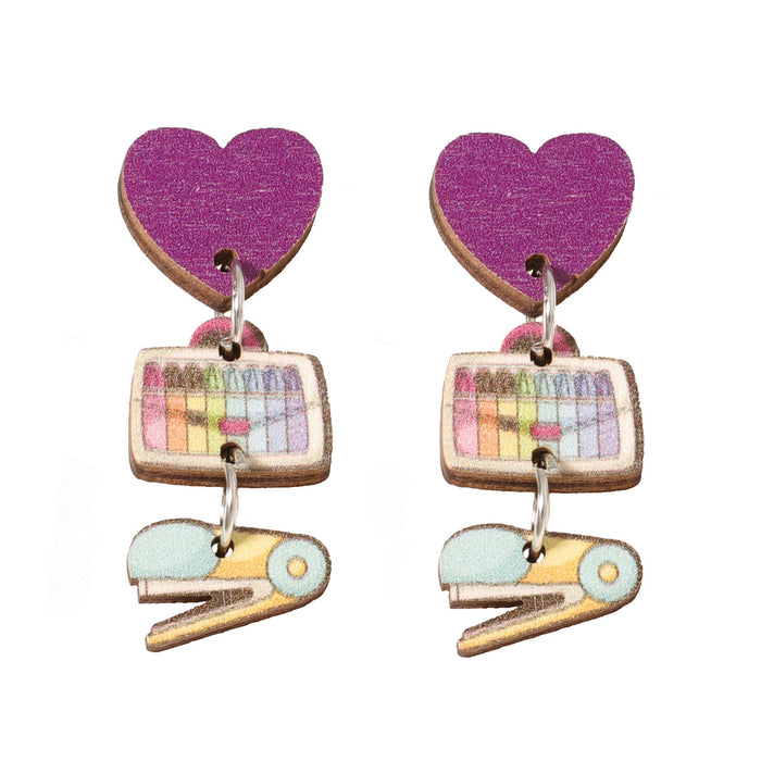 Wholesale wooden printed handmade personalized earrings