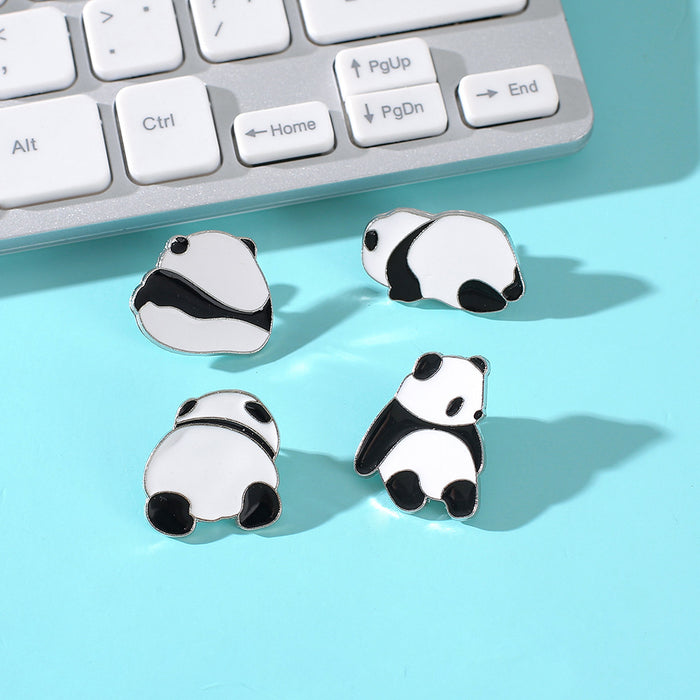 Wholesale Electroplated Metal Panda Brooch Cute Cartoon Animal Lapel Pin Stylish Fashion Accessory For Women Gift