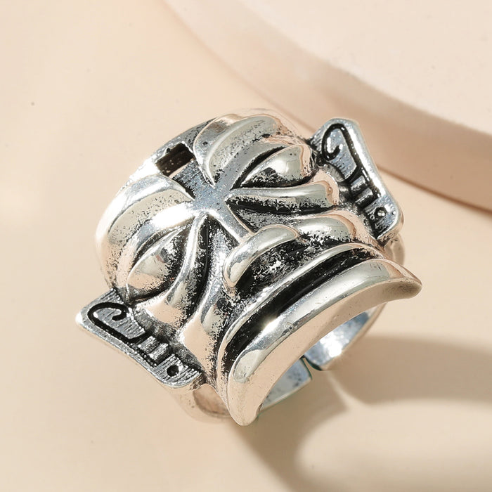 Wholesale Opening Adjustable Face Mask Ring Punk Alloy Ring for Men and Women