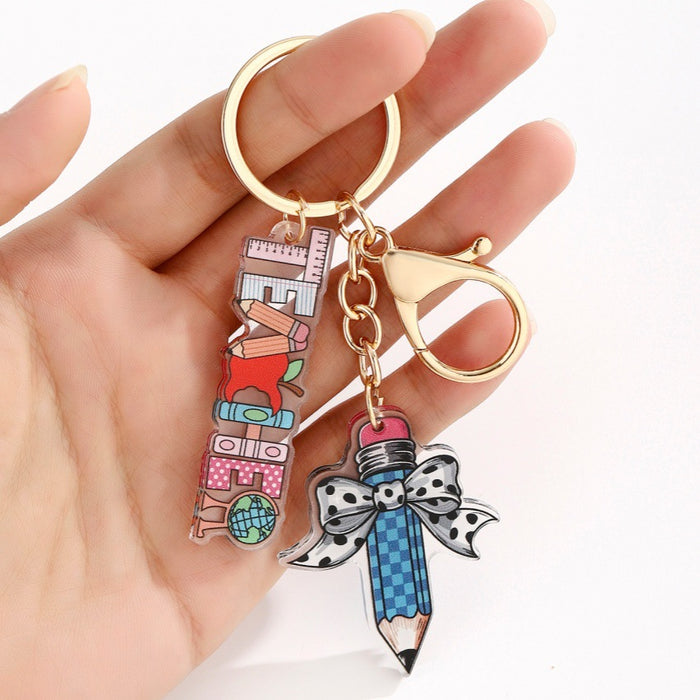 Wholesale Bow Pencil Letter Strip Keychain