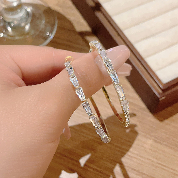 Wholesale Silver Needle Zircon Earrings with High Quality and Full Diamond Large Circle Earrings and Eardrops