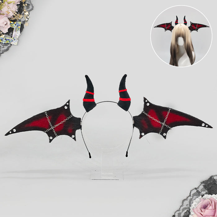 Wholesale Gothic Vampire Bat Ears Plush Headband  Cosplay Party Hair Hoop