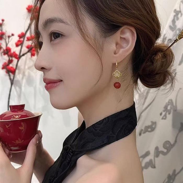 Wholesale  Red Bead Earrings Women's Earrings  Elegant Atmospheric Earrings
