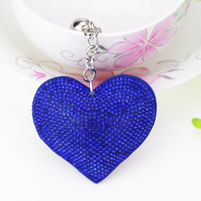 Wholesale Chic Heart Rhinestone Leather Tassel Keychain Fashion Bag Charm Car Key Accessory