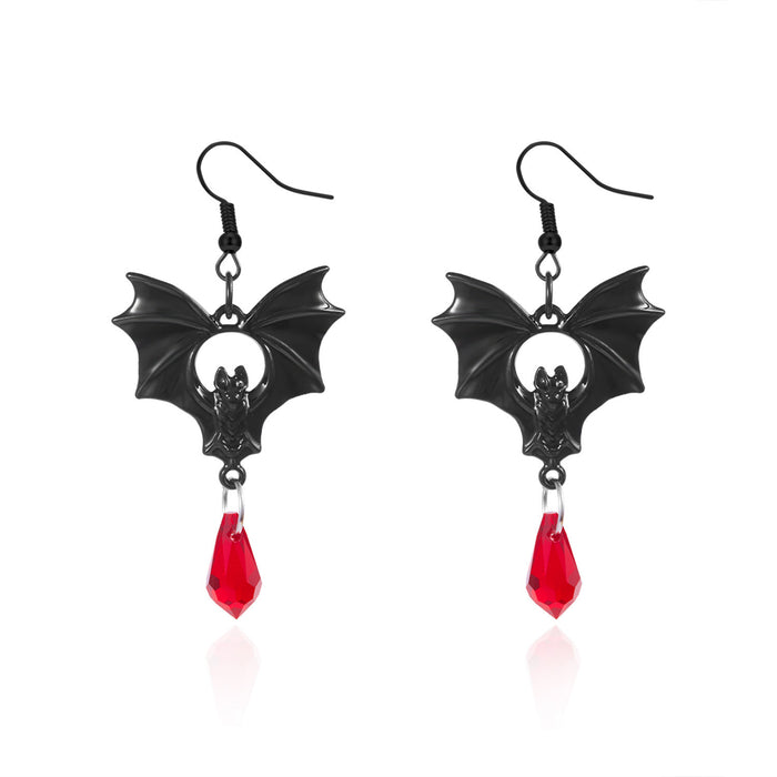 Wholesale  Bat Crystal Earrings Exaggerated Gothic Holiday Bat Earrings Retro Earrings