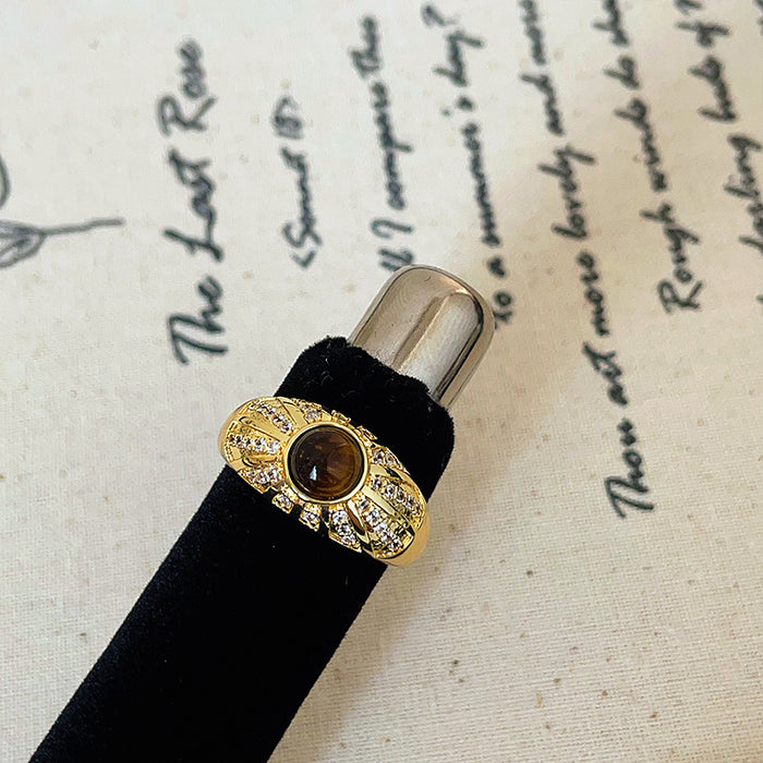 Wholesale Matte Metal and Zircon Ring