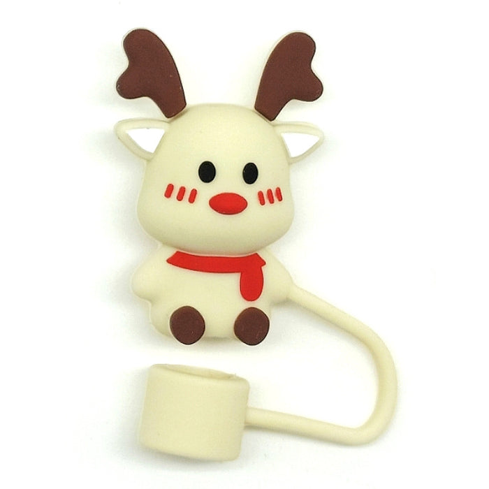 Wholesale 10pcs Food Grade Silicone  Cup Straw Cover Christmas Straw Cover Leak-proof Straw Cap