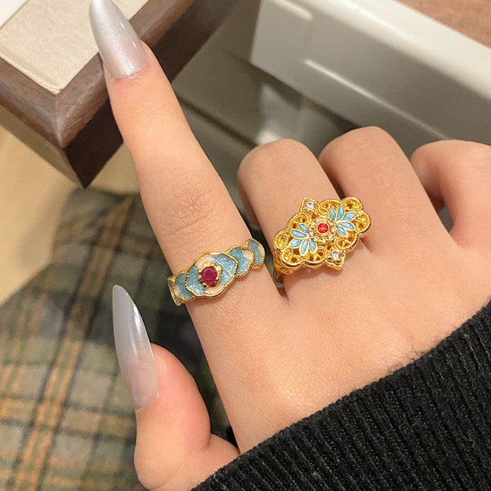 Wholesale Light Luxury Versatile Exquisite Drip Oil Ring Open Ring