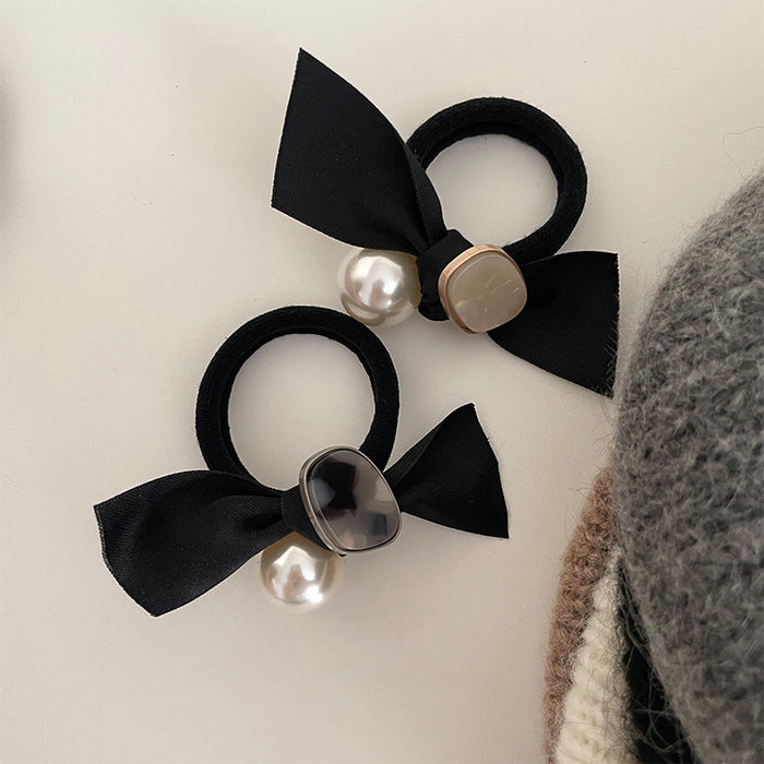 Wholesale Pearl bow headband, headband, rubber band for tying hair, high-end feel, rubber band headband, simple and elegant style