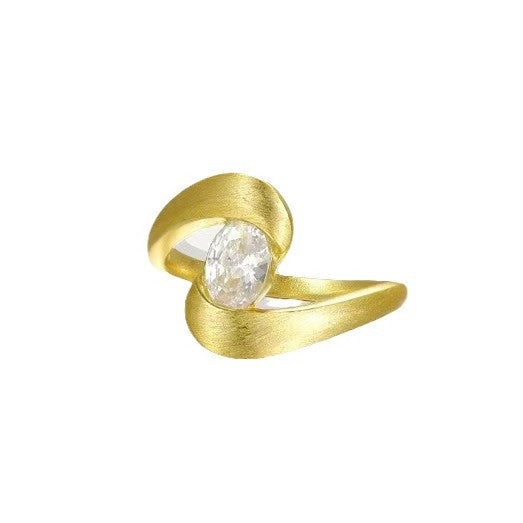 Wholesale Personalized irregular geometric ring, niche and high-end, inlaid with zircon curved ring