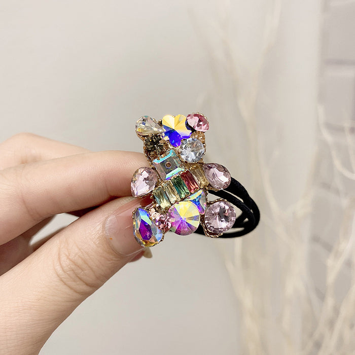 Wholesale Crystal Bear Black Hair Tie JDC-HS-DH009