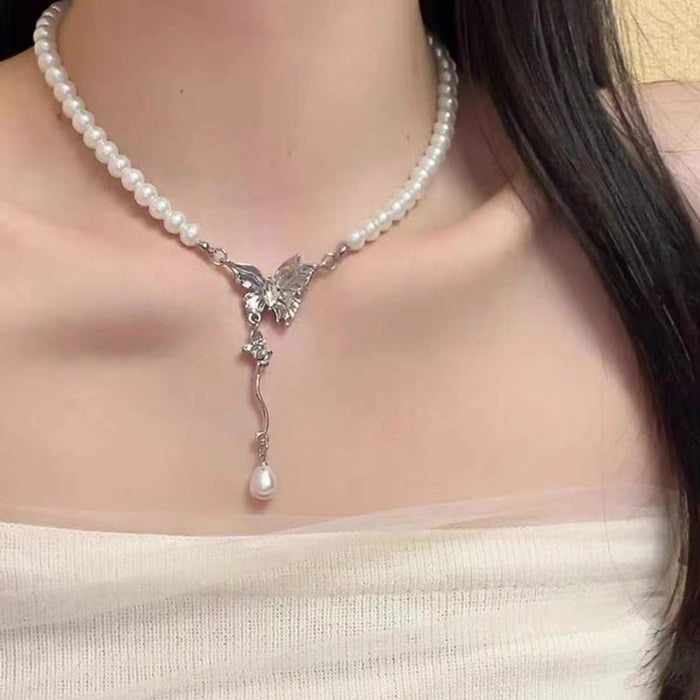 Wholesale Design simple pearl pendant necklace, light luxury, fashionable and high-end, versatile collarbone chain accessory