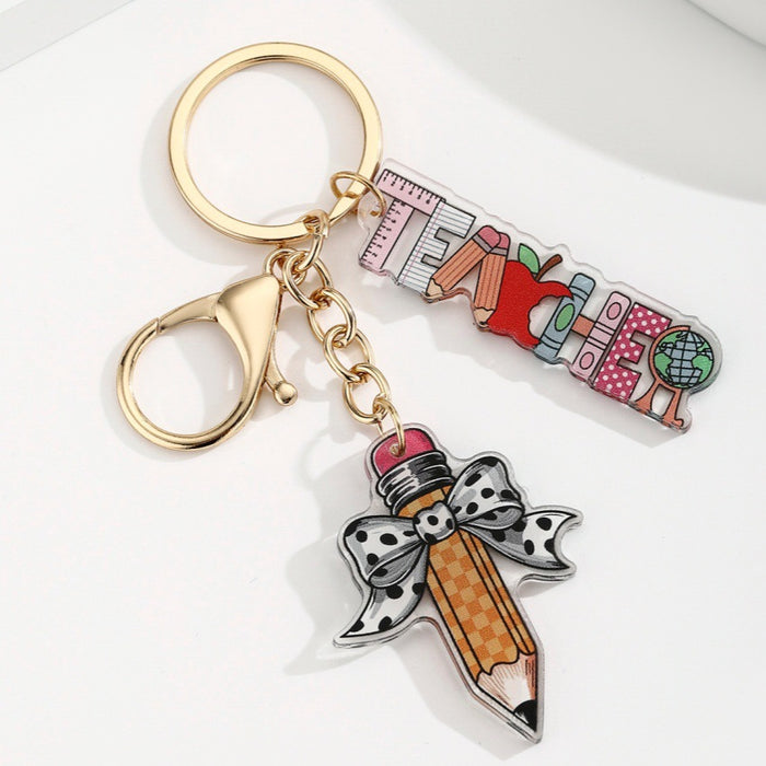 Wholesale Bow Pencil Letter Strip Keychain